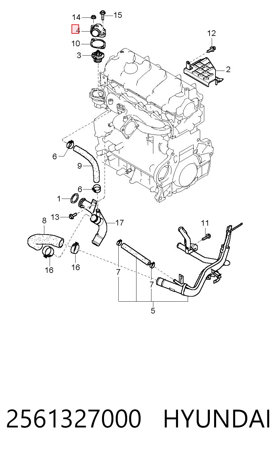 2561327000 Hyundai/Kia Крышка корпуса термостата