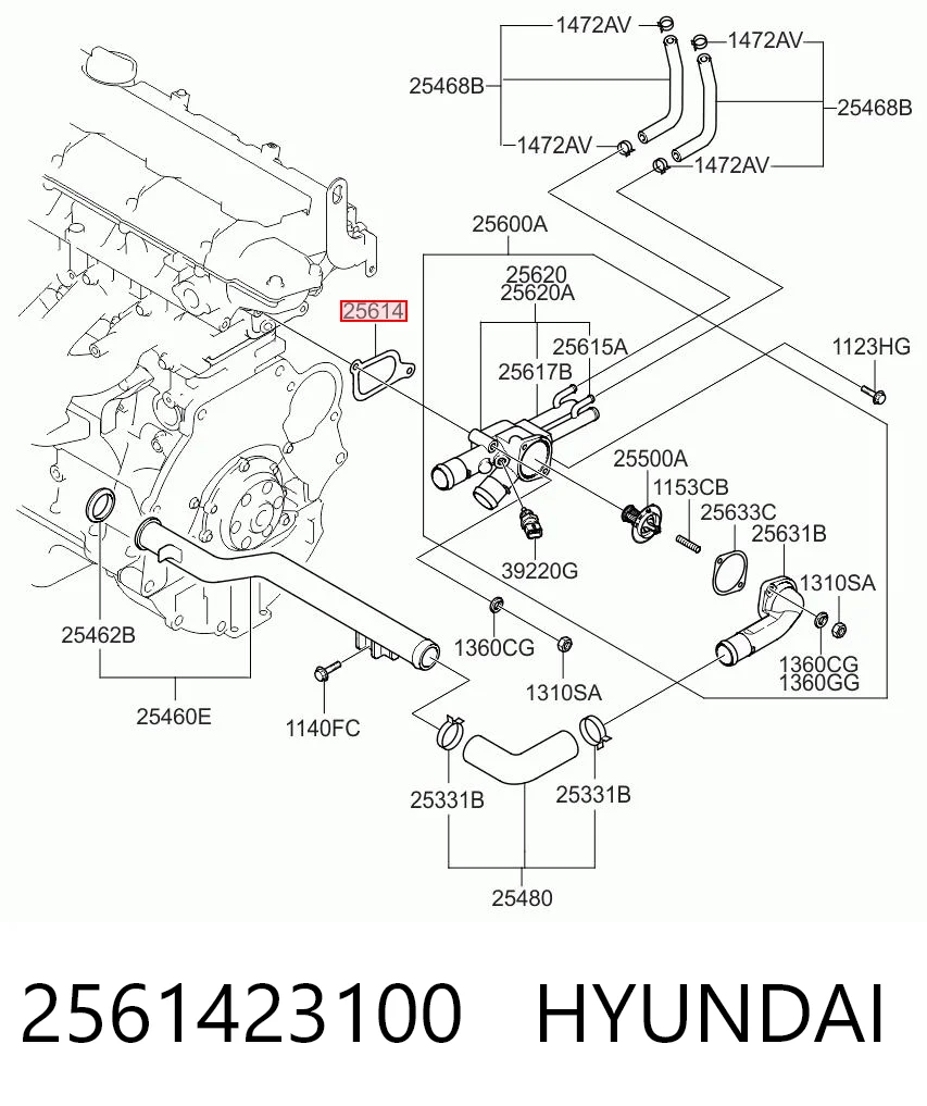 2561423100 Hyundai/Kia Прокладка корпуса термостата