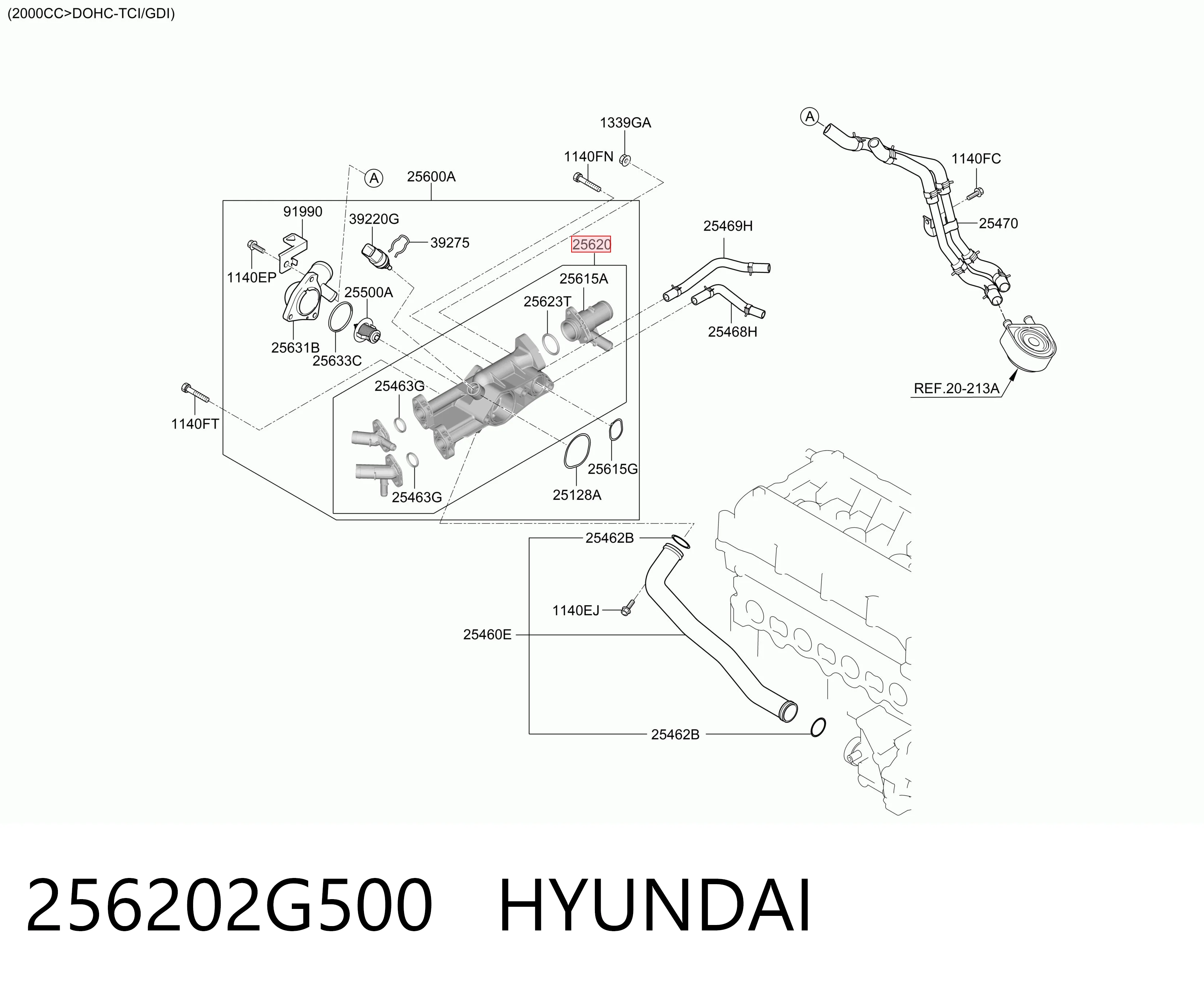 256202G500 Hyundai/Kia Корпус термостата в сборе