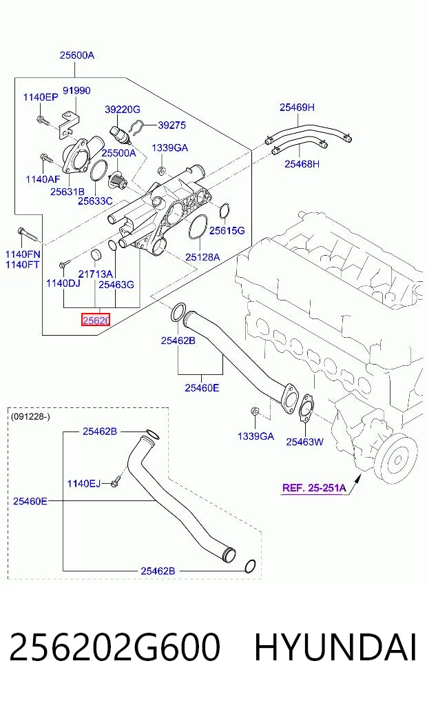256202G600 Hyundai/Kia Корпус термостата в сборе