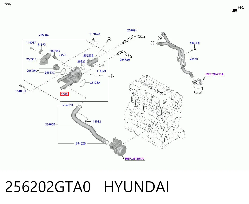 256202GTA0 Hyundai/Kia Корпус термостата в сборе