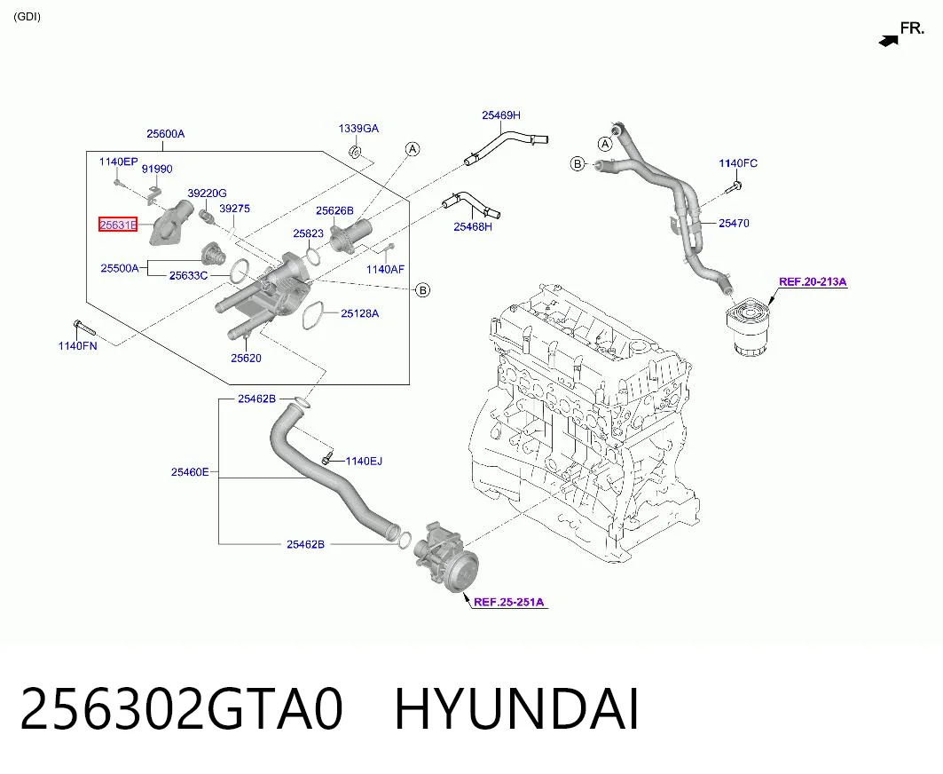 256302GTA0 Hyundai/Kia Крышка корпуса термостата