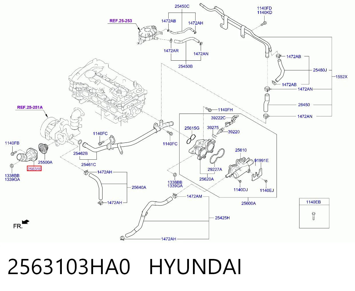 2563103HA0 Hyundai/Kia Крышка корпуса термостата