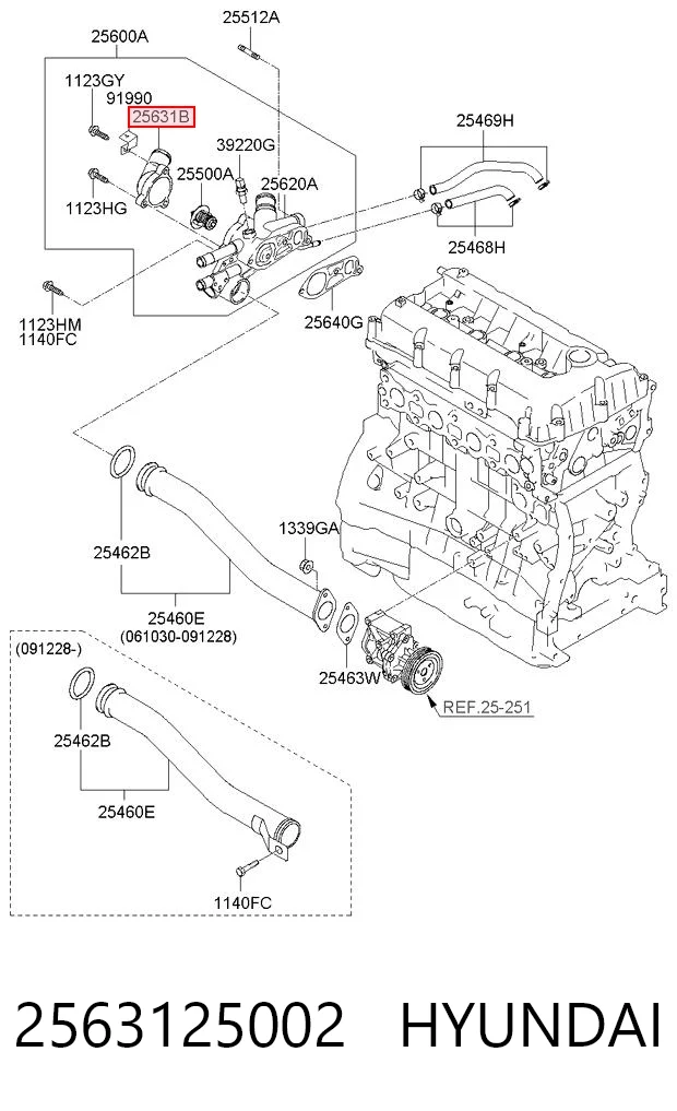 2563125002 Hyundai/Kia Крышка корпуса термостата