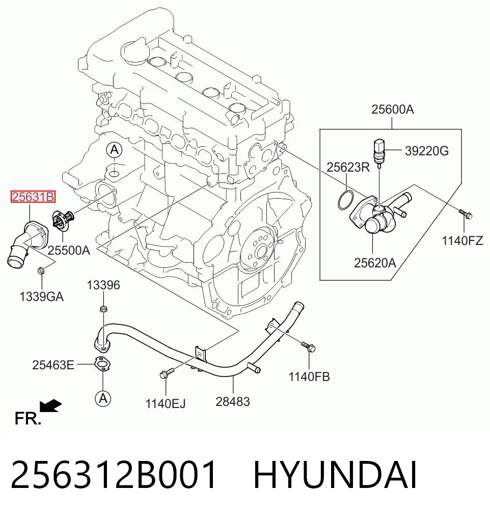 256312B001 Hyundai/Kia Крышка корпуса термостата