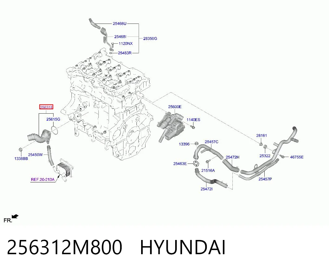 256312M800 Hyundai/Kia Тройник системы охлаждения