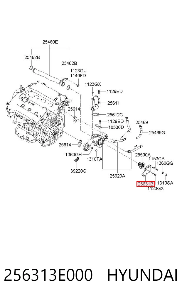 256313E000 Hyundai/Kia Крышка корпуса термостата