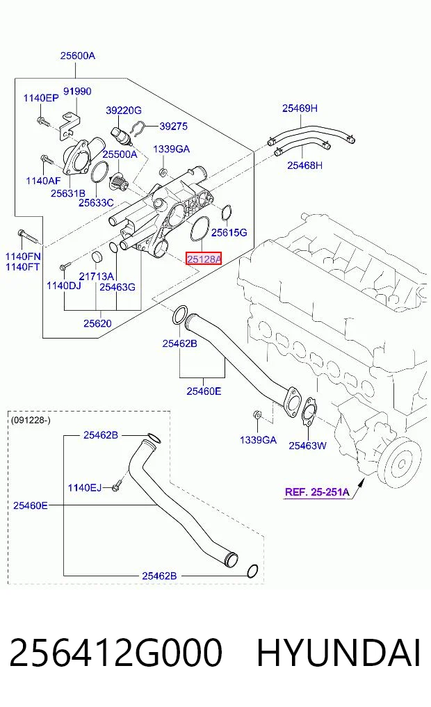 256412G000 Hyundai/Kia Прокладка корпуса термостата