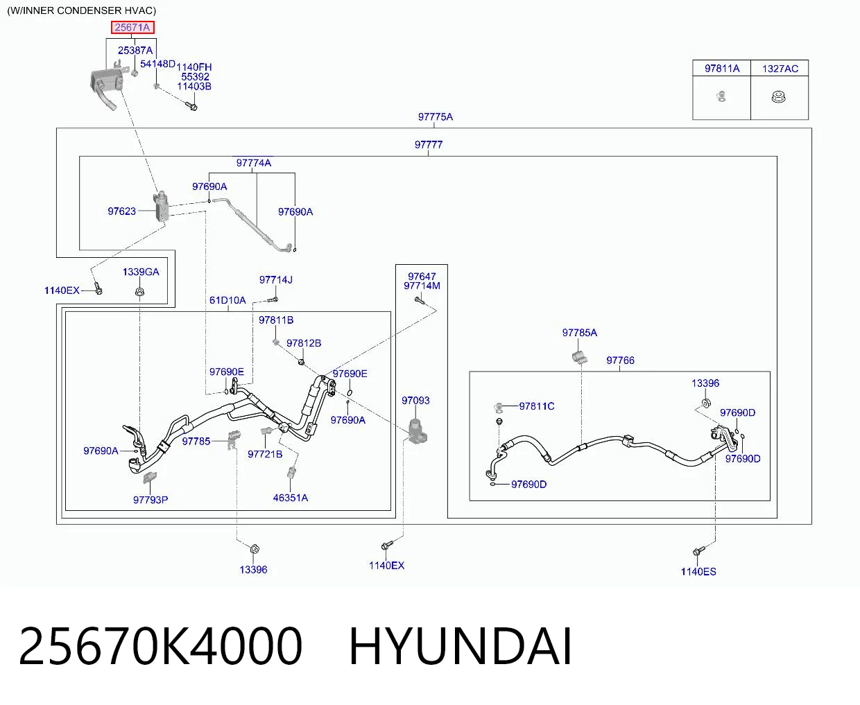 25670K4000 Hyundai/Kia Теплообменник системы кондиционирования