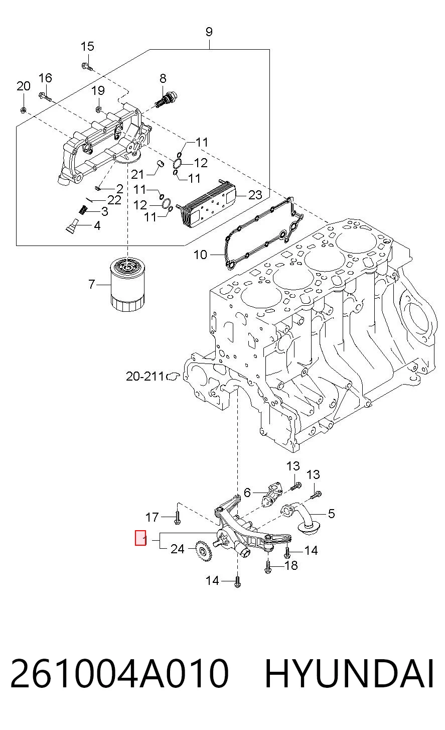 Помпа масляная Mitsubishi 261004A010 цена, от 58.41 USD