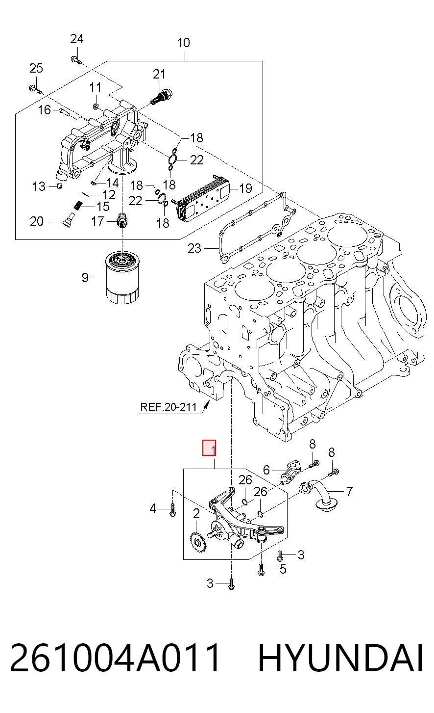 Купить 261004A010 Mitsubishi Насос маслозакачивающий