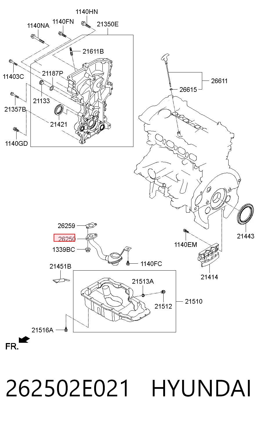 262502E021 Hyundai/Kia Маслоприемник