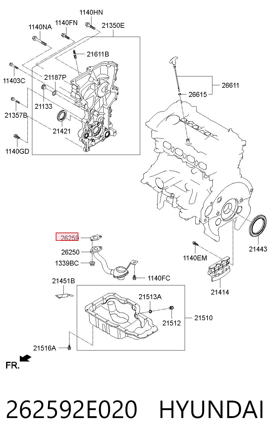 262592E020 Hyundai/Kia Прокладка масляного насоса