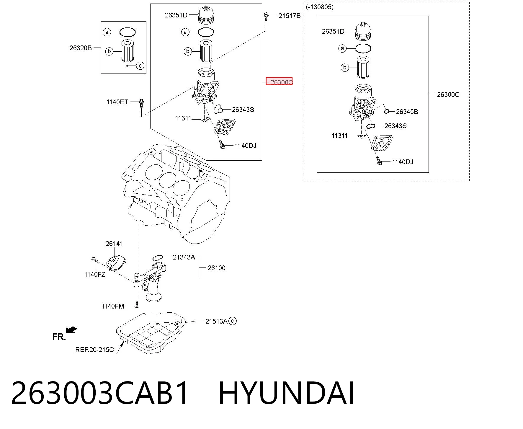 263003CAB1 Hyundai/Kia Корпус маслофильтра