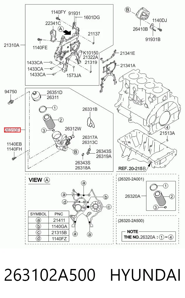 263102A500 Hyundai/Kia Корпус маслофильтра