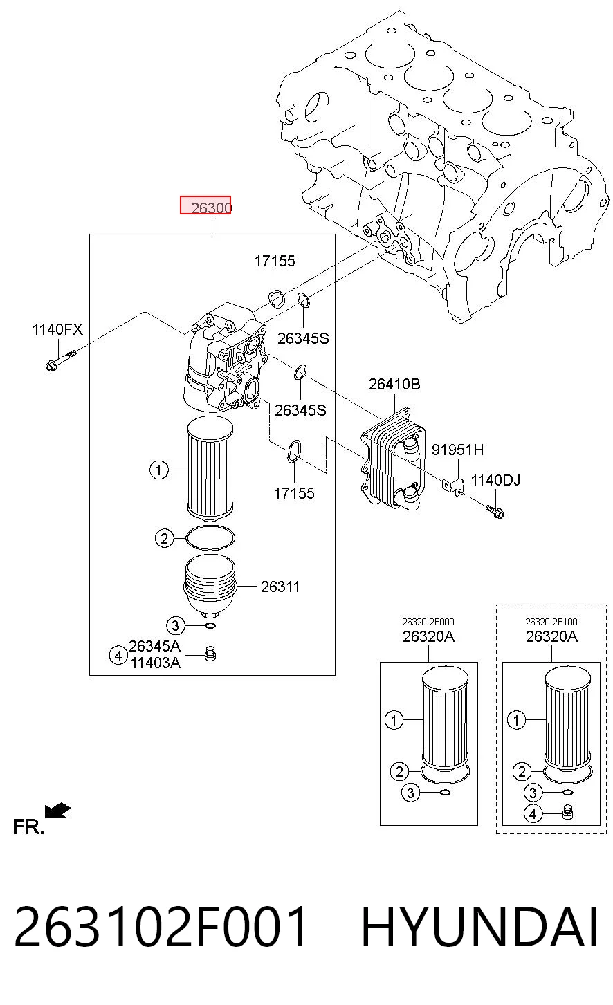 263102F001 Hyundai/Kia Корпус маслофильтра