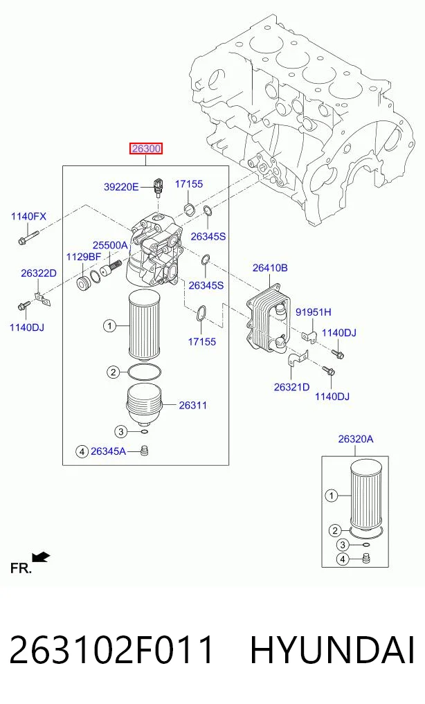 263102F011 Hyundai/Kia Корпус маслофильтра