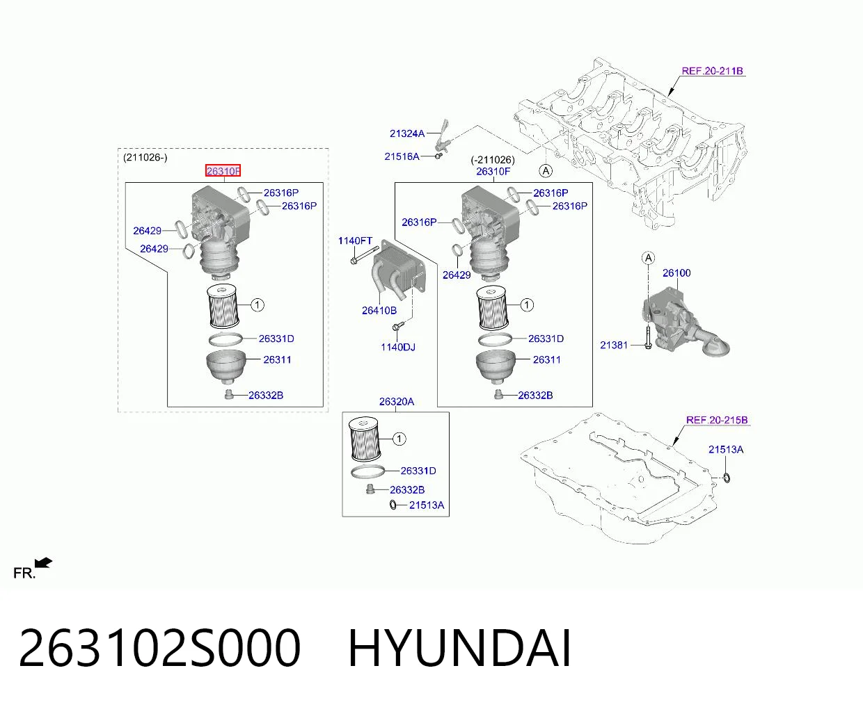 263102S000 Hyundai/Kia Корпус маслофильтра