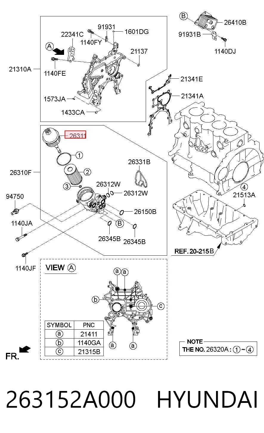 263152A000 Hyundai/Kia Крышка масляного фильтра