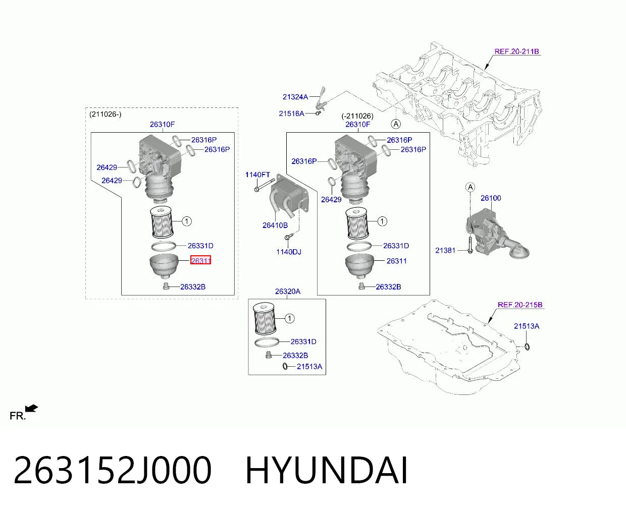 263152J000 Hyundai/Kia Крышка масляного фильтра