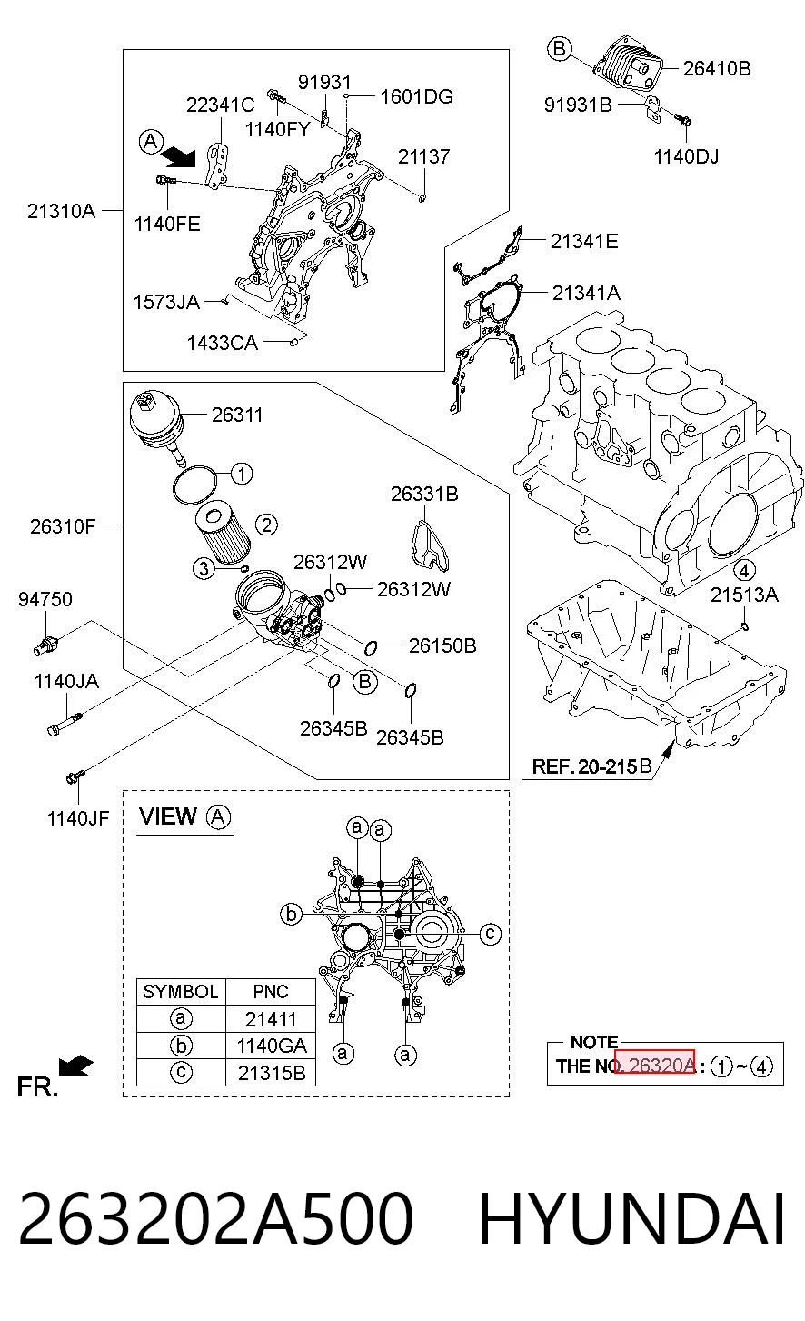 263202A500 Hyundai/Kia Масляный фильтр двигателя