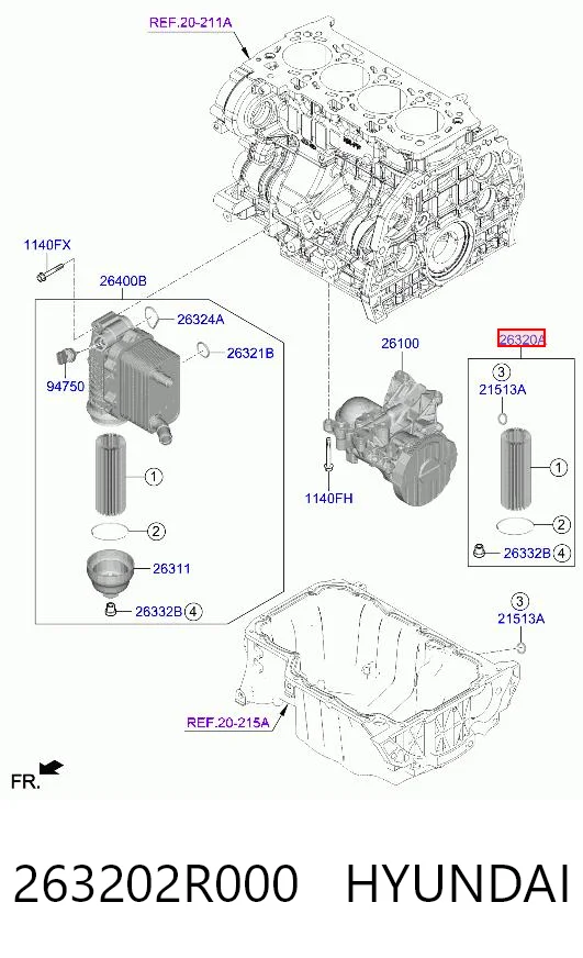 263202R000 Hyundai/Kia Масляный фильтр двигателя