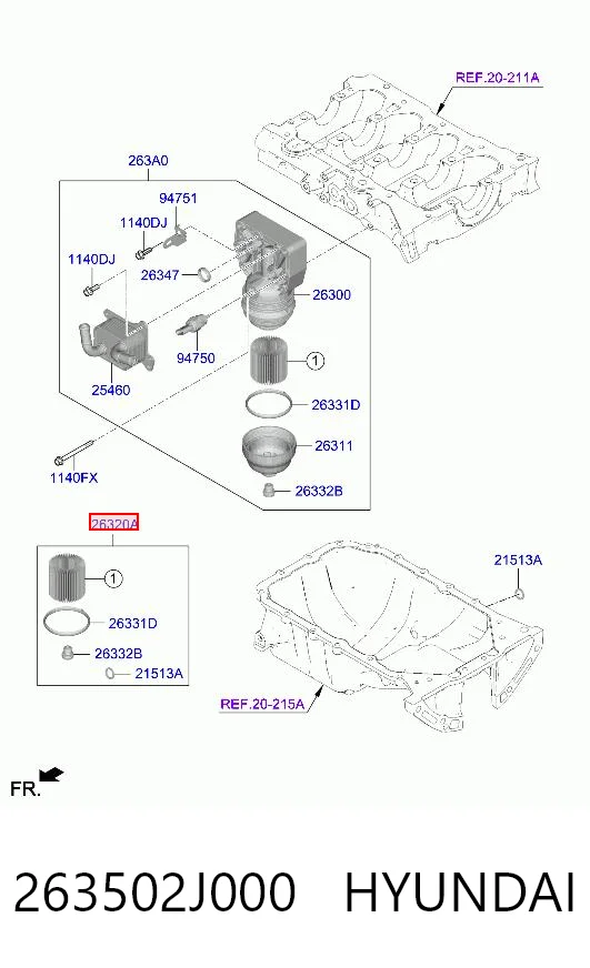263502J000 Hyundai/Kia Масляный фильтр двигателя