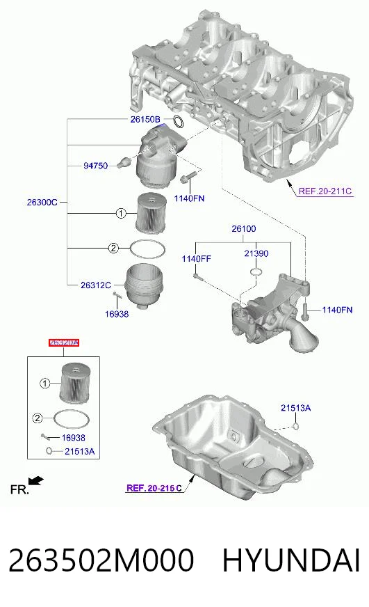263502M000 Hyundai/Kia Масляный фильтр двигателя