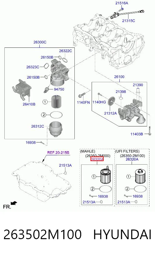 263502M100 Hyundai/Kia Масляный фильтр двигателя