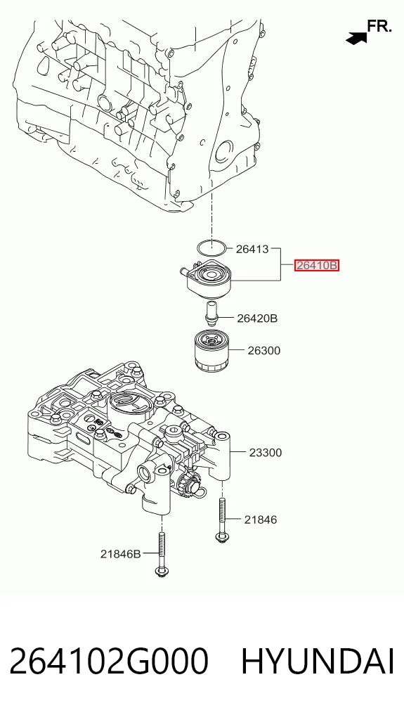 264102G000 Hyundai/Kia Радиатор масляный (холодильник) под фильтром