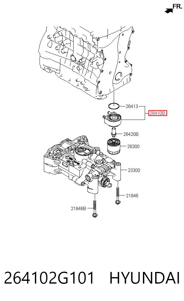 264102G101 Hyundai/Kia Радиатор масляный (холодильник) под фильтром
