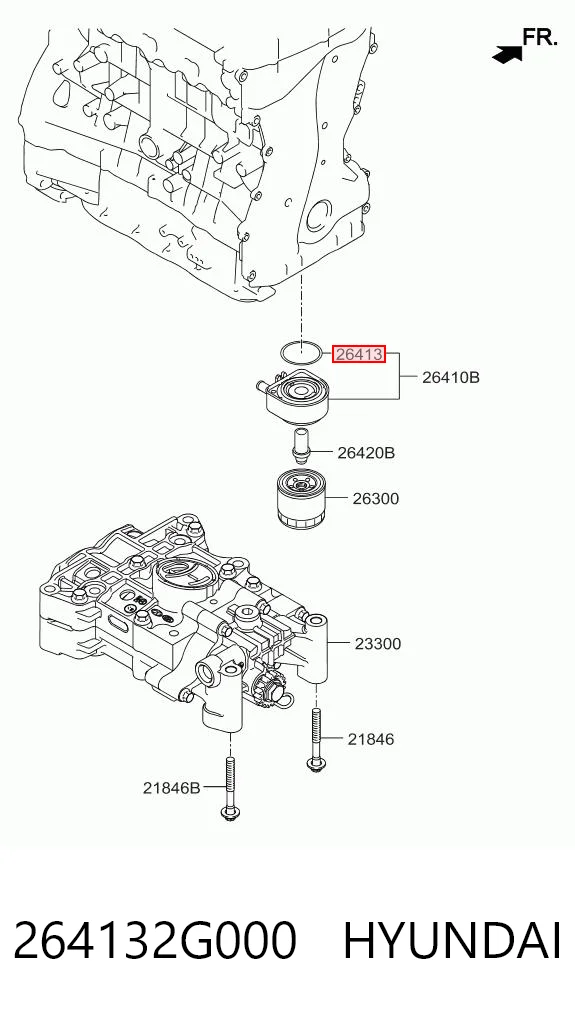 264132G000 Hyundai/Kia Кольцо уплотнительное между корпусом масляного фильтра и теплообменником