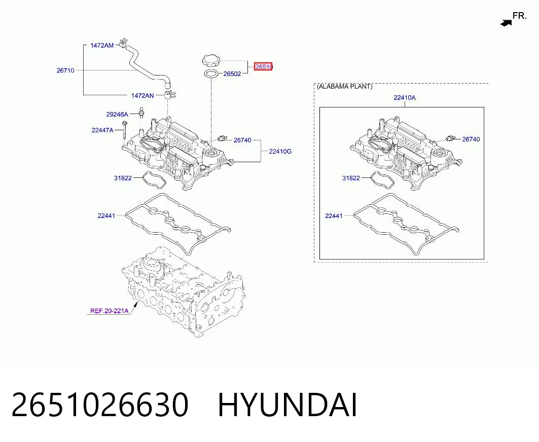 2651026630 Hyundai/Kia Крышка масляной горловины