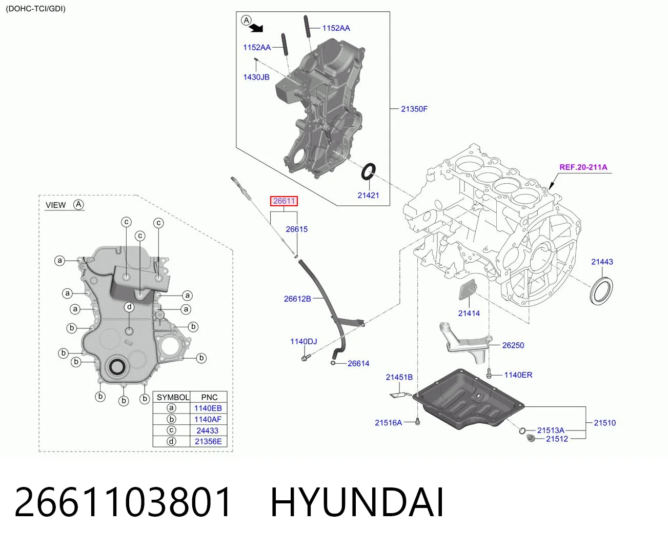 2661103801 Hyundai/Kia Щуп уровня масла