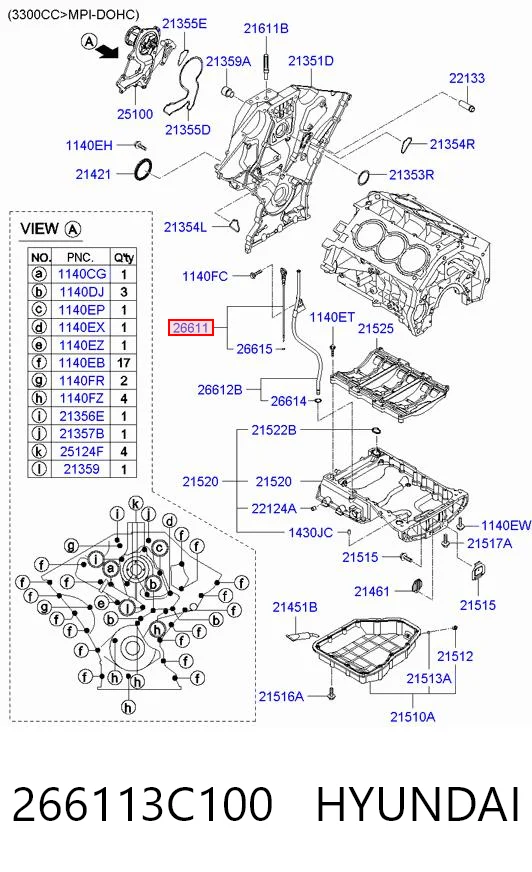 266113C100 Hyundai/Kia Щуп уровня масла