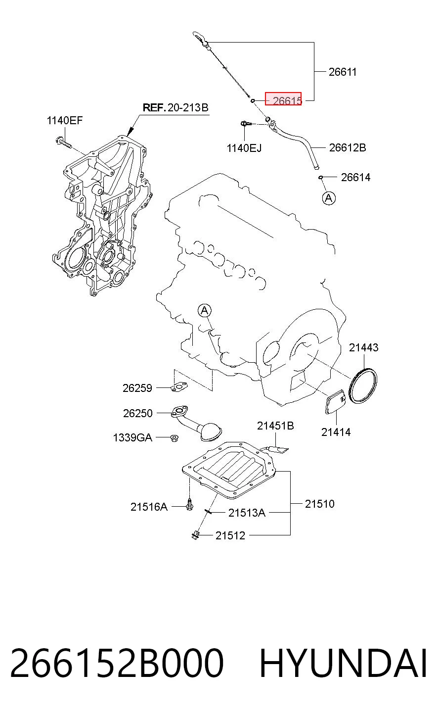 266152B000 Hyundai/Kia Уплотнительное кольцо направляющей щупа уровня масла двигателя