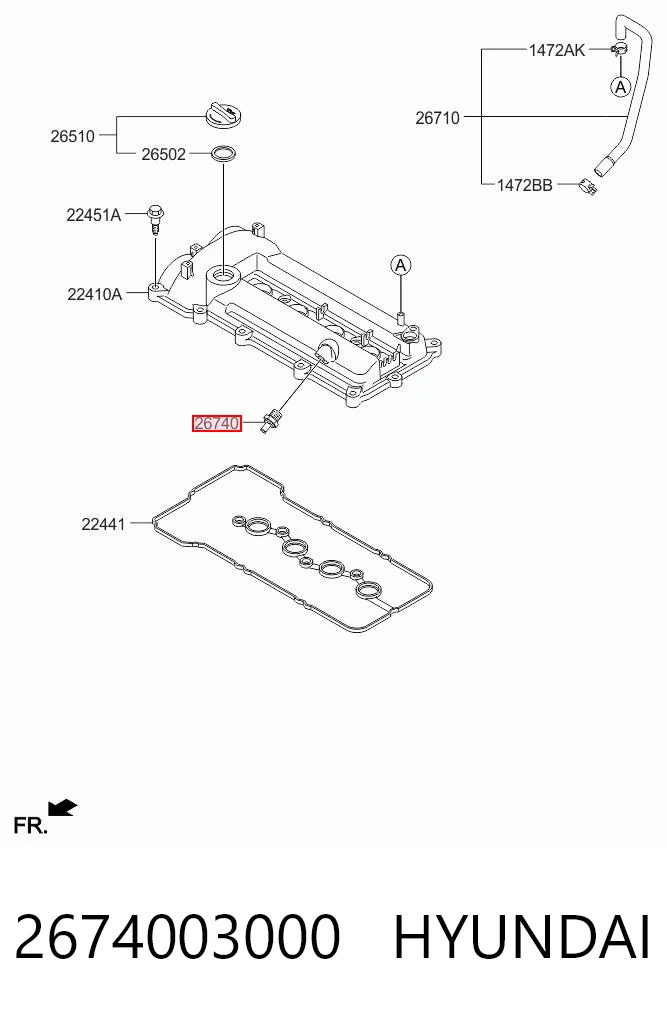 2674003000 Hyundai/Kia Клапан PCV вентиляции картера
