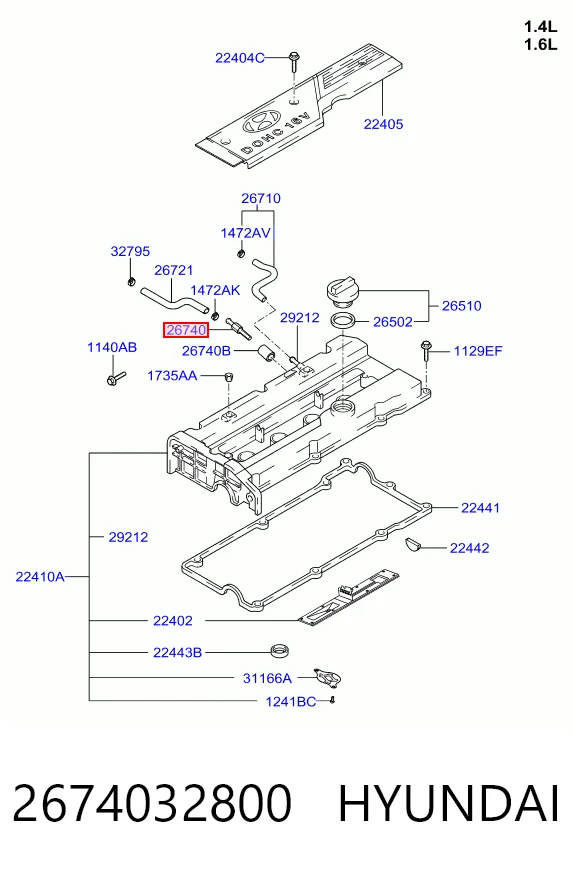 2674032800 Hyundai/Kia Клапан PCV вентиляции картера