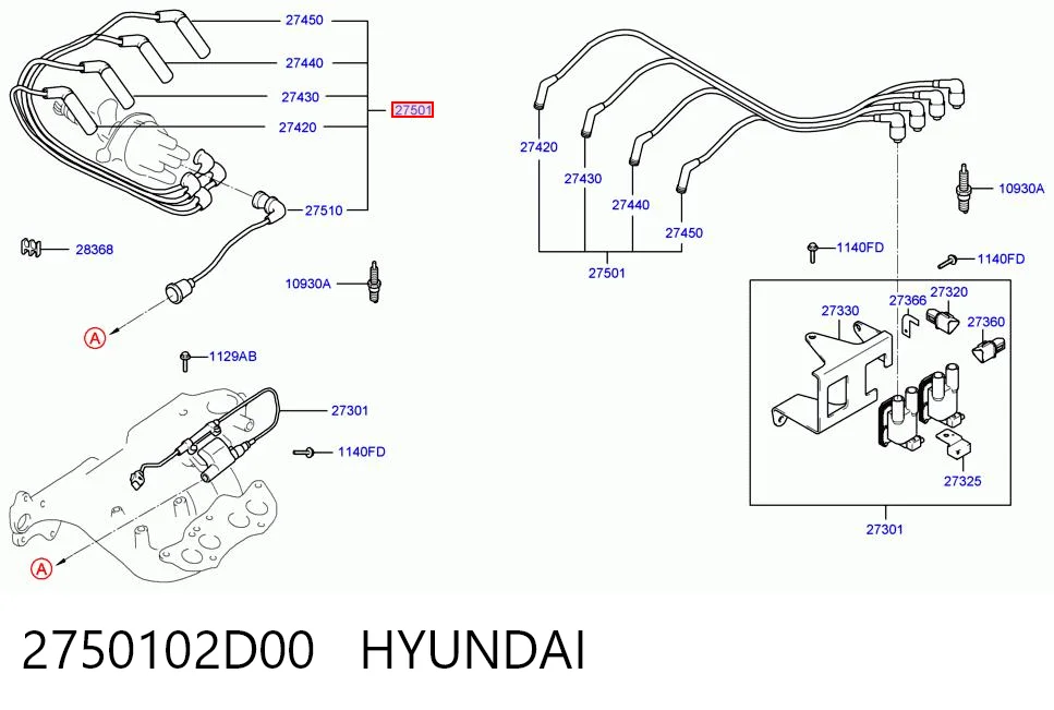 2750102D00 Hyundai/Kia Провода высоковольтные