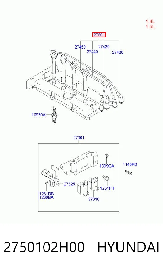 2750102H00 Hyundai/Kia Провода высоковольтные