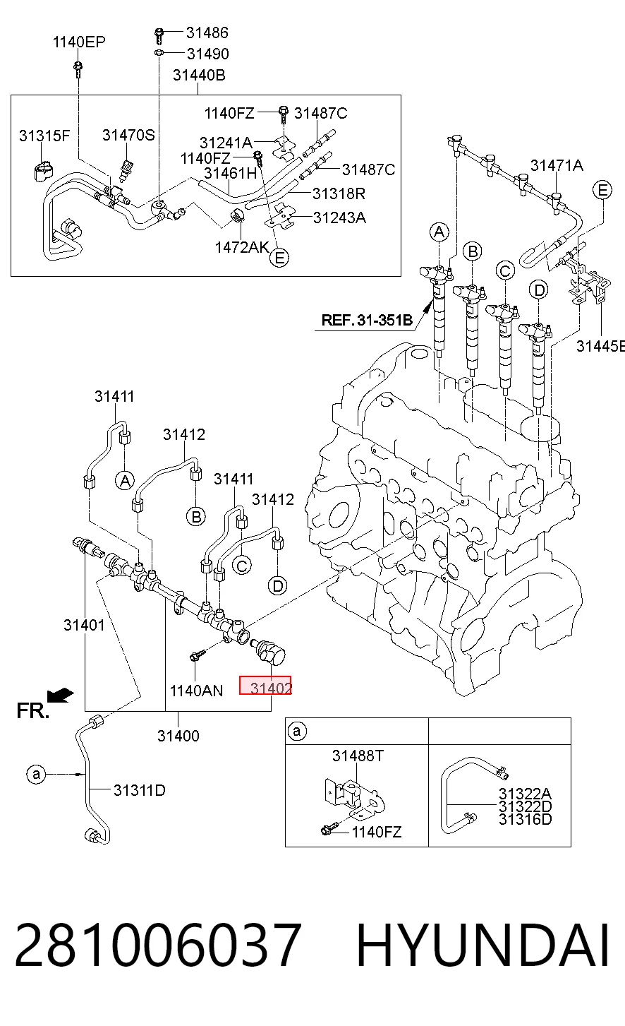 281006037 Hyundai/Kia Регулятор давления в топливной рейке
