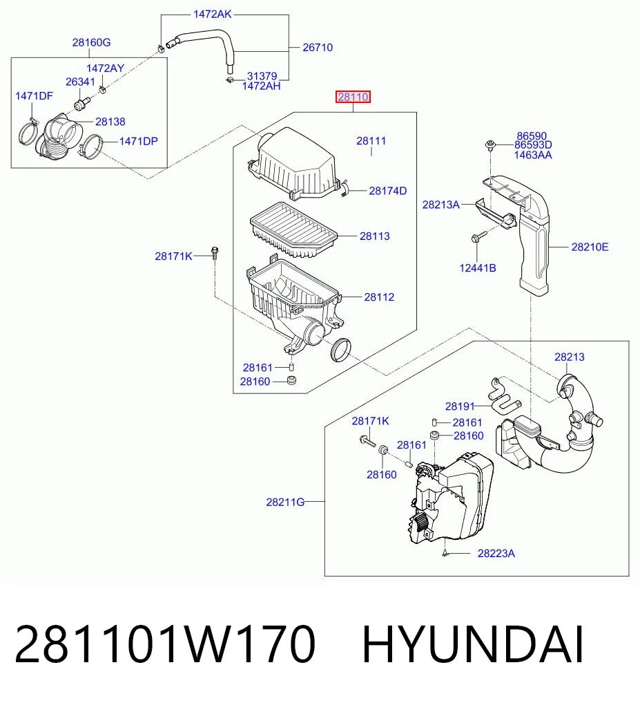 281101W170 Hyundai/Kia Коробка фильтра
