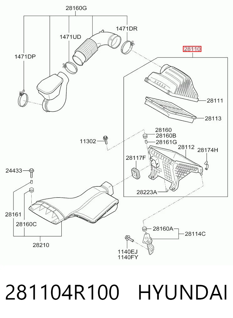 281104R100 Hyundai/Kia Коробка фильтра
