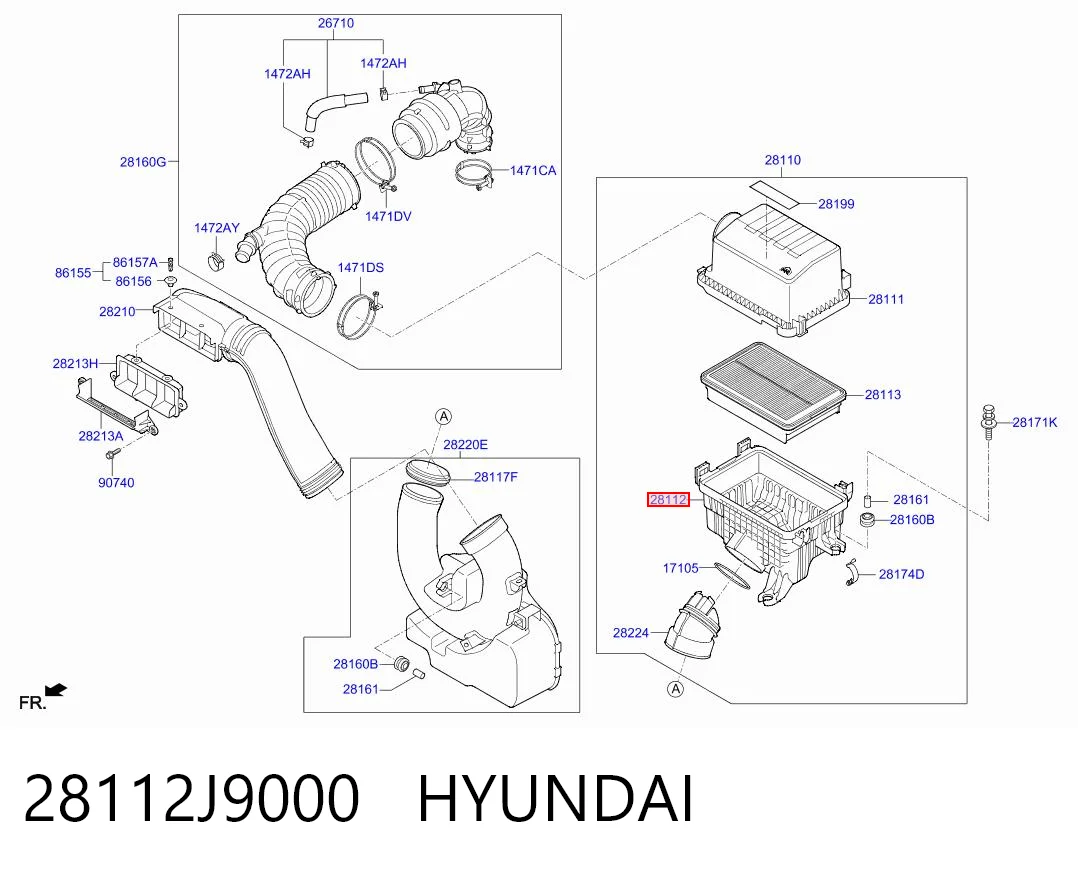 28112J9000 Hyundai/Kia Корпус воздушного фильтра, нижняя часть