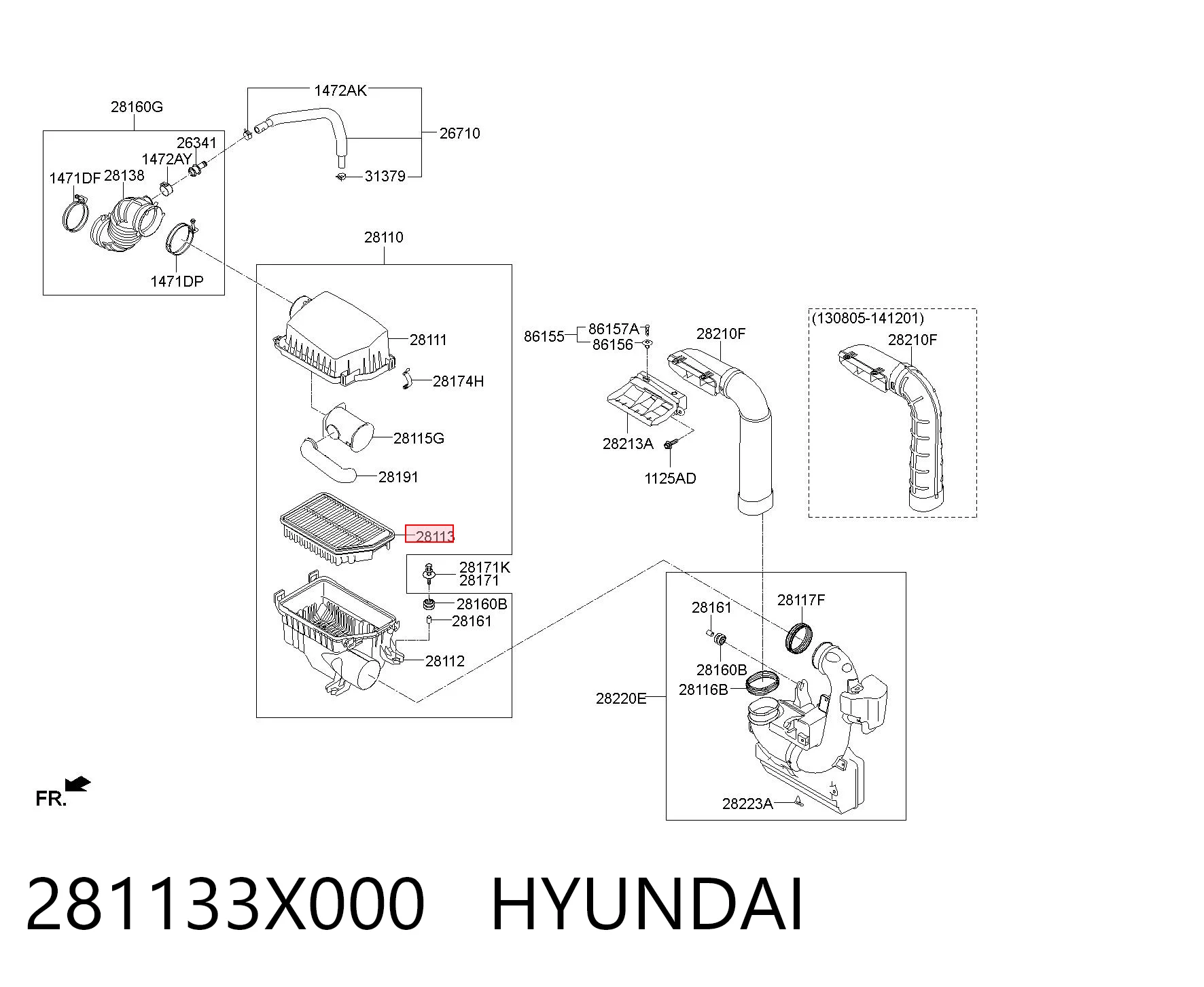 281133X000 Hyundai/Kia Воздушный фильтр двигателя