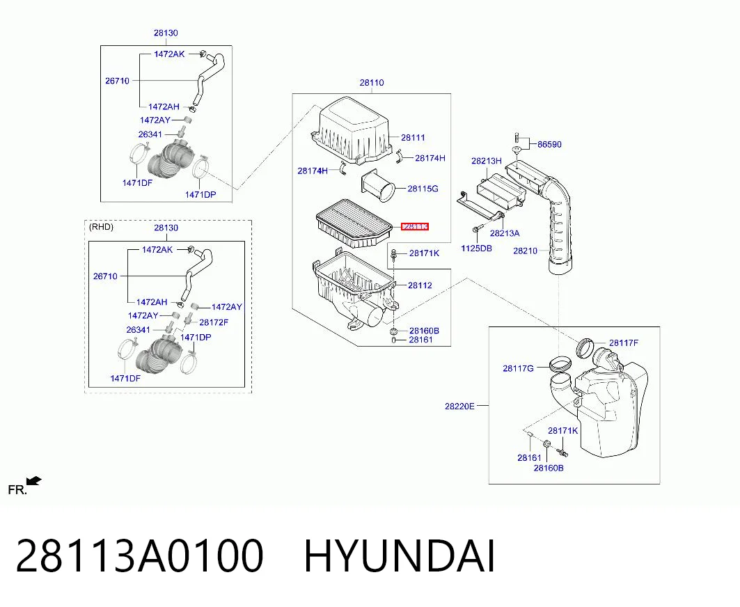 28113A0100 Hyundai/Kia Воздушный фильтр двигателя