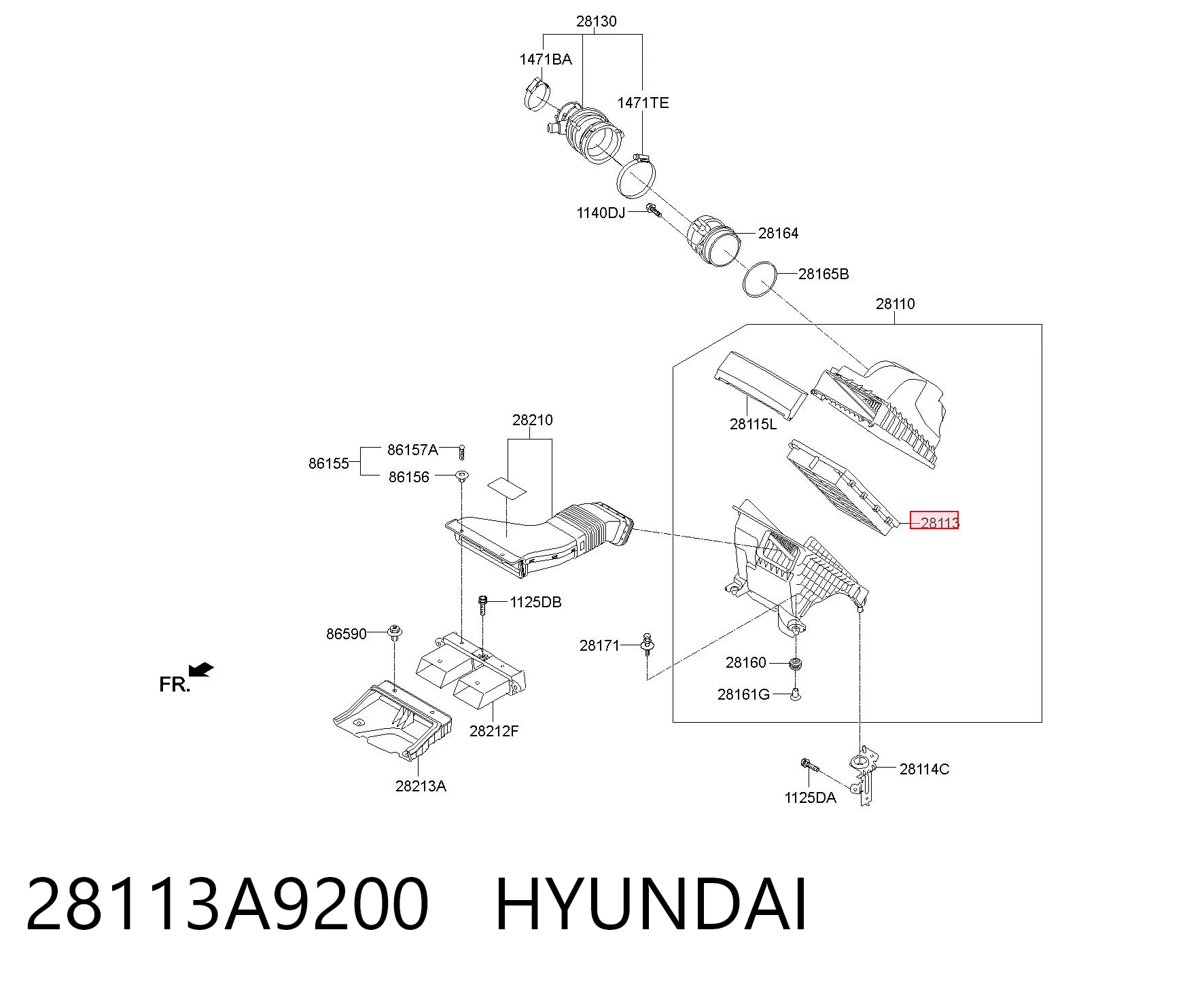 28113A9200 Hyundai/Kia Воздушный фильтр двигателя