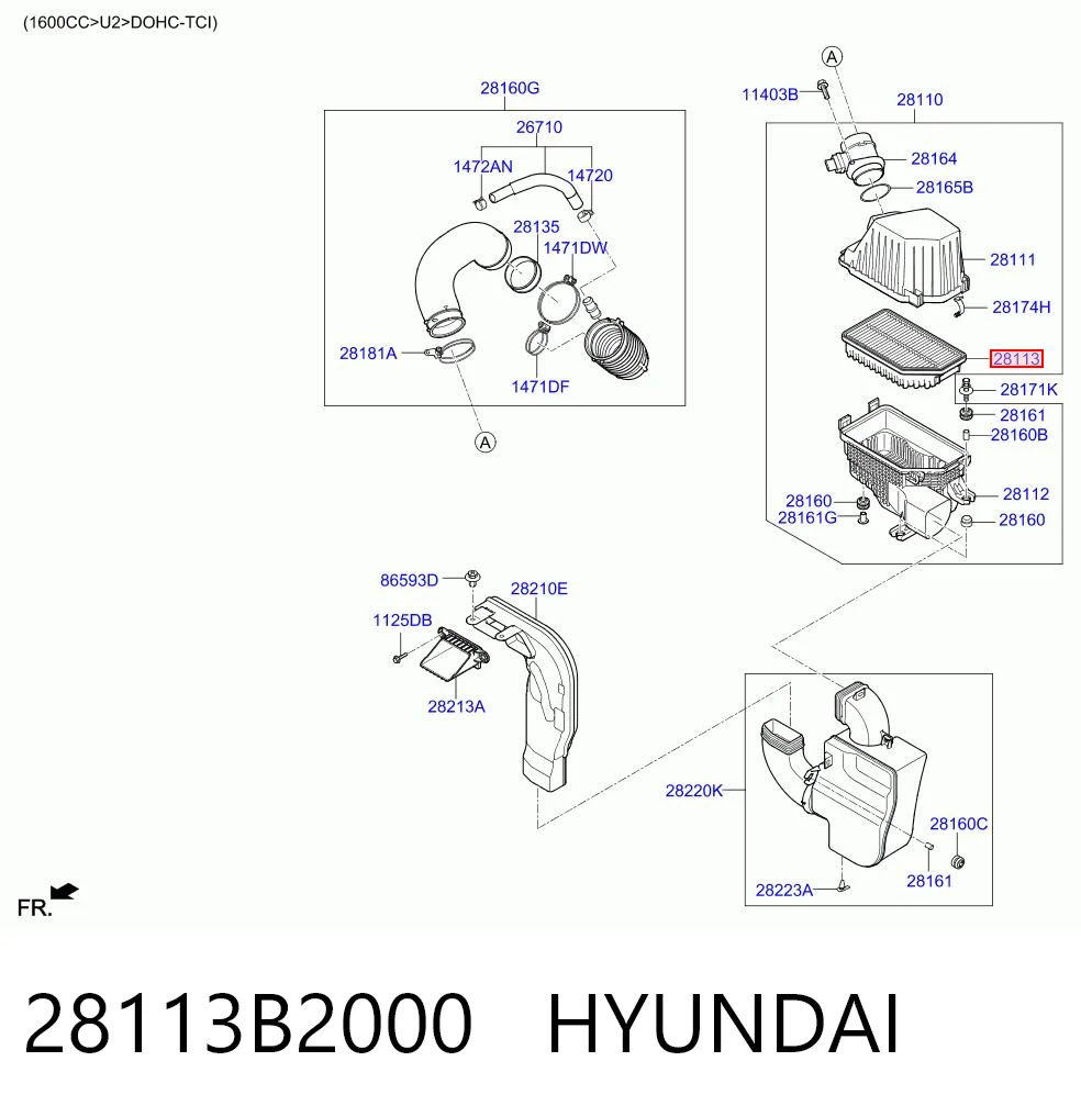 28113B2000 Hyundai/Kia Воздушный фильтр двигателя
