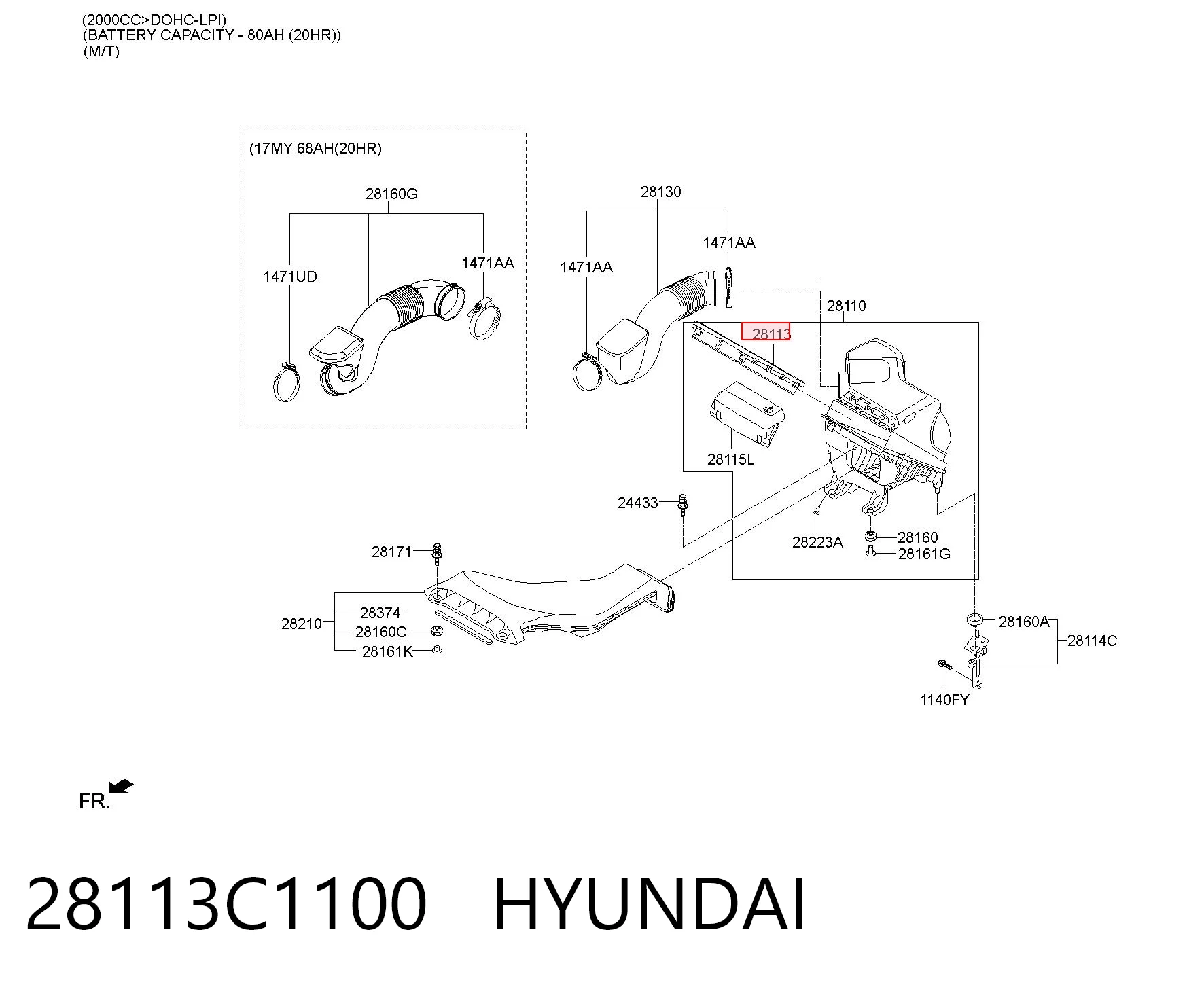28113C1100 Hyundai/Kia Воздушный фильтр двигателя