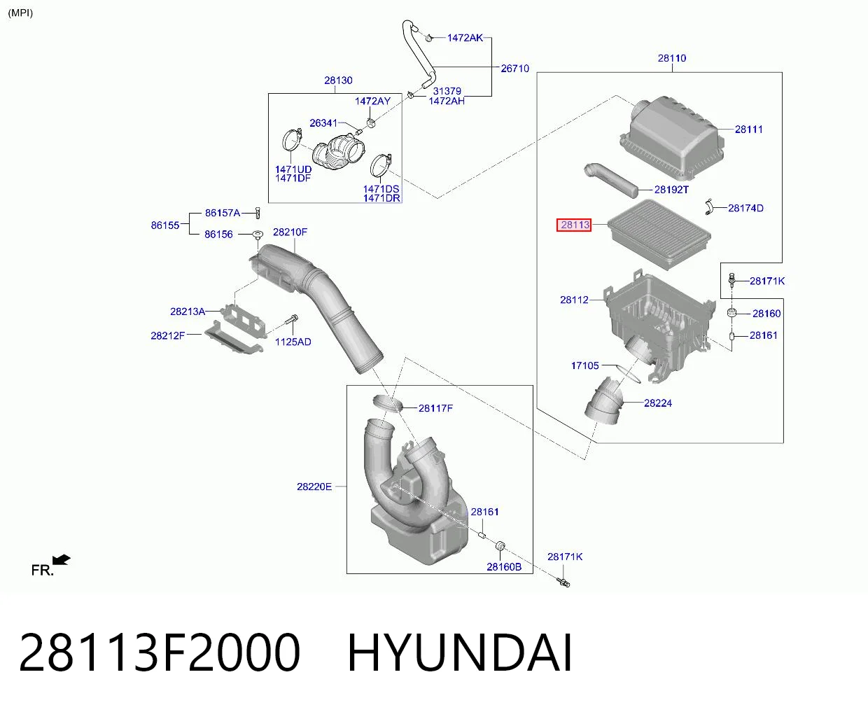 28113F2000 Hyundai/Kia Воздушный фильтр двигателя